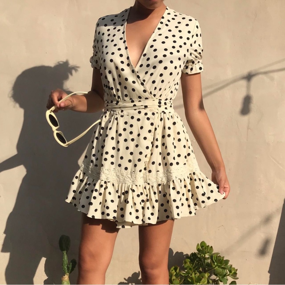 Verge Girl Polka Dot Wrap Dress